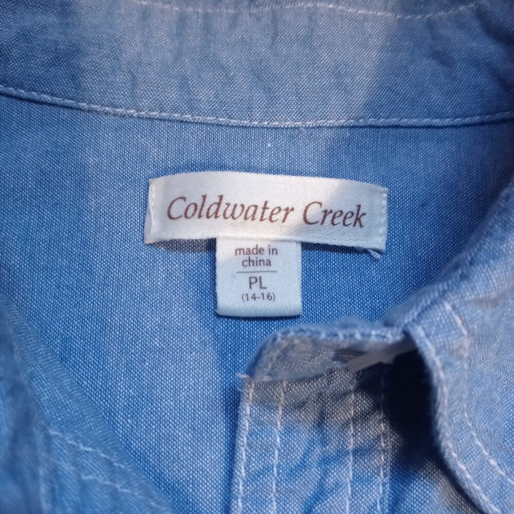 COLDWATER CREEK 3/4 sleeve chambray cotton shirt (LP) - Picture 6 of 12